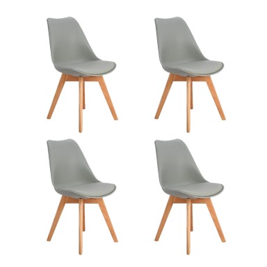 Pack 4 Sillas Tulip acolchada gris Sillas de Comedor