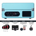 Tocadiscos Bluetooth 3 Velocidades con Maleta Celeste Tocadiscos y Tornamesas
