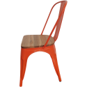 Sillas Tolix Naranja con cubierta de madera. Juego 4 unidades Sillas Modernas Tipo Eames DSW