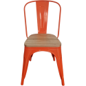 Sillas Tolix Naranja con cubierta de madera. Juego 4 unidades Sillas Modernas Tipo Eames DSW