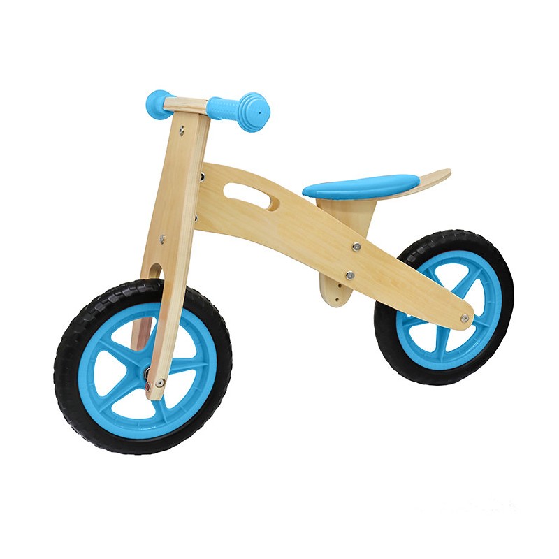 Bicicleta aprendizaje infantil madera celeste Niños