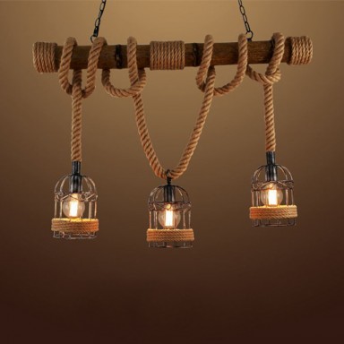 Lampara colgante cuerdas 3 luces L05 Iluminación
