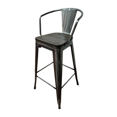Taburete Tolix cubierta de madera Round Shape New Metal. Pack 4 unidades Sillas Modernas Tipo Eames DSW