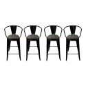 Taburete Tolix cubierta de madera Round Shape Negra. Pack 4 unidades Sillas Modernas Tipo Eames DSW