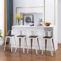 Pack 2 Taburetes Tolix con Base de madera y Respaldo Blanco Sillas Modernas Tipo Eames DSW
