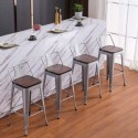 Pack 2 Taburetes Tolix con Base de madera y Respaldo METAL Sillas Modernas Tipo Eames DSW