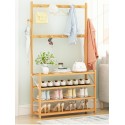 Rack zapatero de bamboo con perchas Zapateros