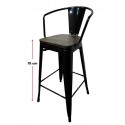 Taburete Tolix cubierta de madera Round Shape Negra. Pack 4 unidades Sillas Modernas Tipo Eames DSW