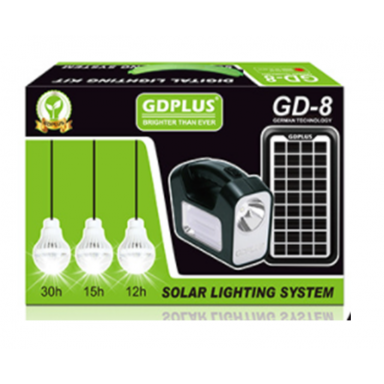 Kit Linterna Solar + 3 Ampolletas + Panel Iluminación