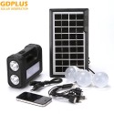 Kit Linterna Solar + 3 Ampolletas + Panel Iluminación