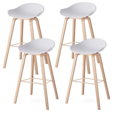 Pack de 4 Taburetes Nordico Blancos Bar y Terraza