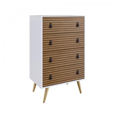 Comoda Amber 4 cajones Blanco café Muebles de Dormitorio