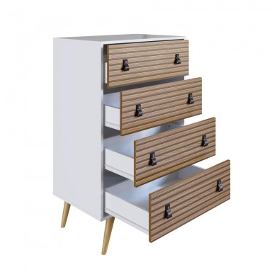 Comoda Amber 4 cajones Blanco café Muebles
