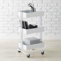 Carro organizador de acero con 3 estantes y ruedas blanco Organizacion
