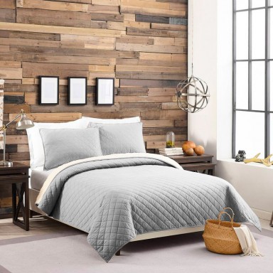 Quilt Velvet Termico Sherpa GREY King Cubrecamas y Quilts