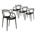 Pack 4 Sillas Master Negras Sillas Modernas Tipo Eames DSW