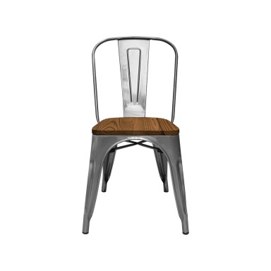 Sillas Tolix New Metal Base Dark Wood. Pack 4 unidades Sillas Modernas Tipo Eames DSW