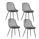 Pack de 4 Silla Europa Acolchada - Negra Sillas Modernas Tipo Eames DSW