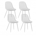 Pack de 4 Silla Europa Acolchada - Blanca Sillas Modernas Tipo Eames DSW