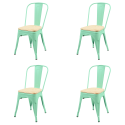 Sillas Tolix Menta con cubierta de madera. Juego 4 unidades Sillas Modernas Tipo Eames DSW