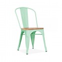Sillas Tolix Menta con cubierta de madera. Juego 4 unidades Sillas Modernas Tipo Eames DSW