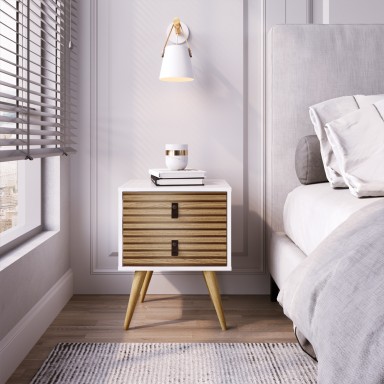 Velador Amber 2 Cajones White Veladores