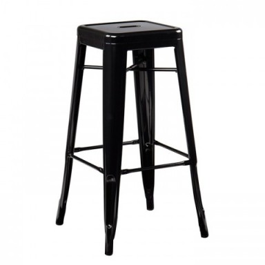 Pack 2 Taburetes Piso Tolix Negro Sillas Modernas Tipo Eames DSW