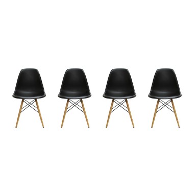 Sillas Eames DSW. Juego Cuatro Sillas Color Negro Sillas