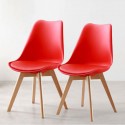 Pack 2 Sillas Eames acolchada Roja Sillas Modernas Tipo Eames DSW