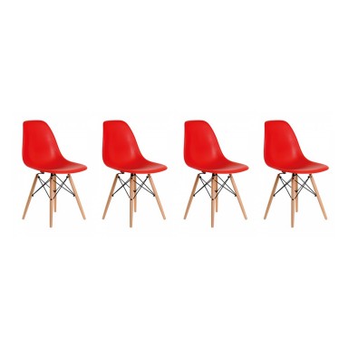 Sillas Eames DSW. Juego Cuatro Sillas Color Rojo Sillas