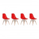 Sillas Eames DSW. Juego Cuatro Sillas Color Rojo Sillas Modernas Tipo Eames DSW
