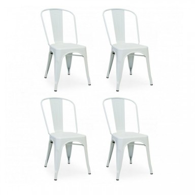 Sillas de Comedor diseño Tolix. Pack 4 Unidades Blanco Mate Inicio