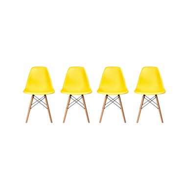 Pack de 4 Sillas Modernas tipo Eames DSW Color Amarillo Sillas