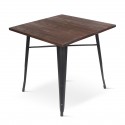 Mesa Tolix Negra cuadrada cubierta madera Mesa plegable, Mesas
