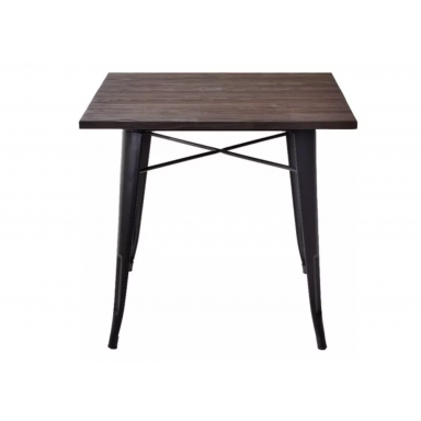 Mesa Tolix Negra cuadrada cubierta madera Inicio