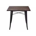 Mesa Tolix Negra cuadrada cubierta madera Mesa plegable, Mesas