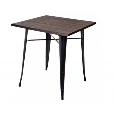 Mesa Tolix Negra cuadrada cubierta madera Mesa plegable, Mesas