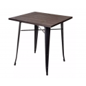 Mesa Tolix Negra cuadrada cubierta madera Mesa plegable, Mesas