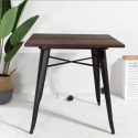 Mesa Tolix Negra cuadrada cubierta madera Mesa plegable, Mesas