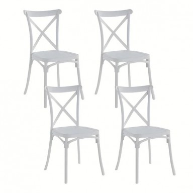Pack 4 Sillas Crossback Blanca Sillas de Comedor
