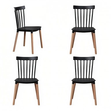 Pack 4 Sillas Windsor Negra Sillas de Comedor