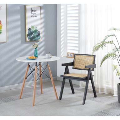 Silla Chandigarh Rattan - Madera Rattan Negra Sillas Modernas Tipo Eames DSW