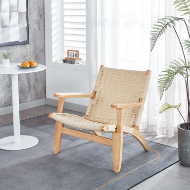 Butaca Sitial Danesa Wegner - Madera Hilo de Cuerda Sillas Modernas Tipo Eames DSW