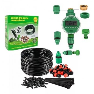 Kit sistema de riego goteo con programador automático Terraza y Jardin
