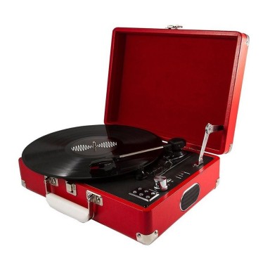 Tocadiscos Bluetooth 3 Velocidades Con Maleta Roja ST14012-29B Tocadiscos y Tornamesas
