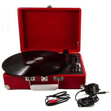 Tocadiscos Bluetooth 3 Velocidades Con Maleta Roja ST14012-29B Tocadiscos y Tornamesas