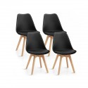 Pack 4 Sillas Tulip acolchada Negra Sillas Modernas Tipo Eames DSW