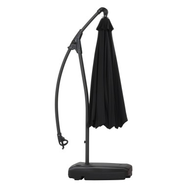 Quitasol Lateral Negro con Base Reforzada Terraza y Jardin