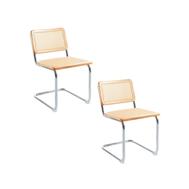 Pack de 2 Sillas Breuer Madera y Rattan - Madera Sillas de Comedor