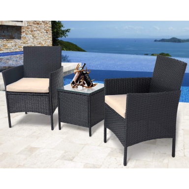 Terraza de balcon rattan 3 piezas Terraza y Jardin
